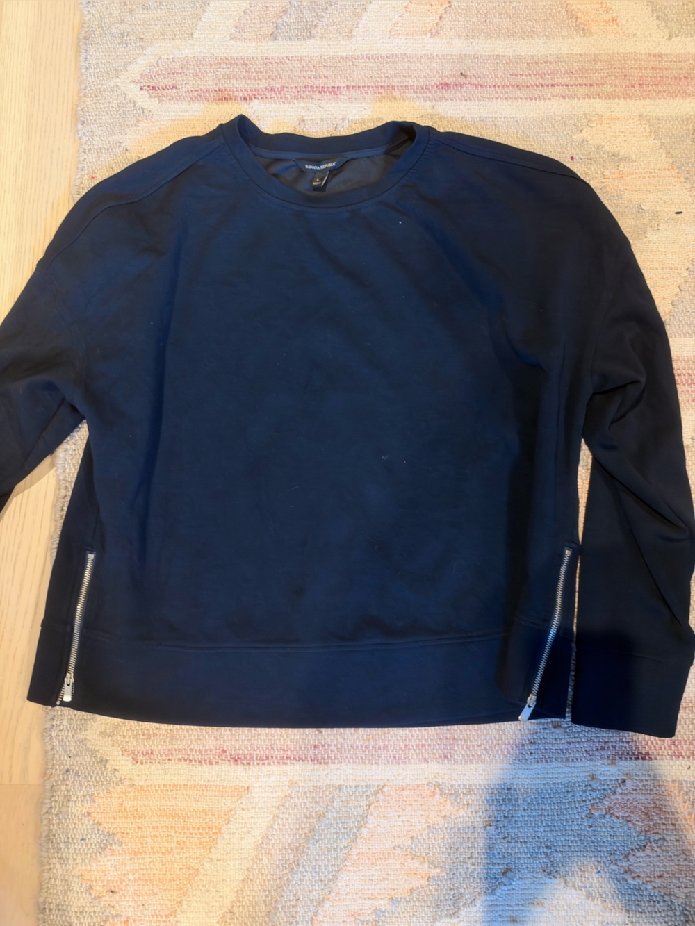 Banana Republic Navy Blue Crewneck Sweatshirt with Side Zippers